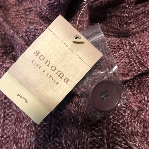 Sonoma Marron Knit Sweater Short Sleeve Cardigan Size Mp - Picture 8 of 9